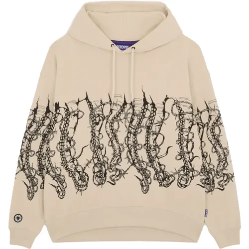 Barbed Wire Hoodie for Men , male, Sizes: S, L, XS, M - Octopus - Modalova