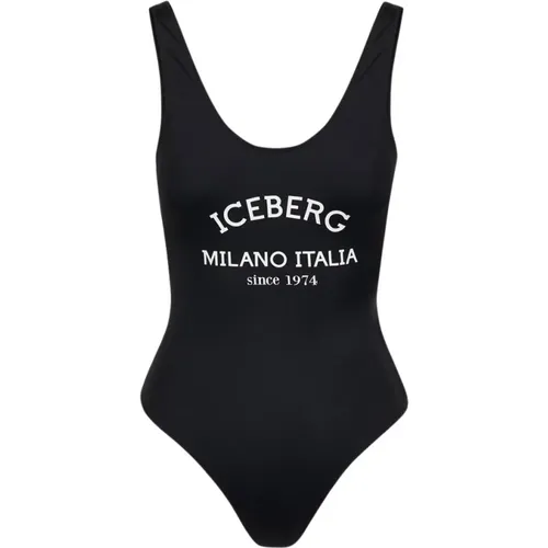 Einteiliger Badeanzug mit Logo-Druck , Damen, Größe: M - Iceberg - Modalova