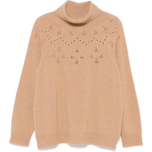 Luxuriöser Rollkragenpullover mit Gold-Details , Damen, Größe: M - Twinset - Modalova