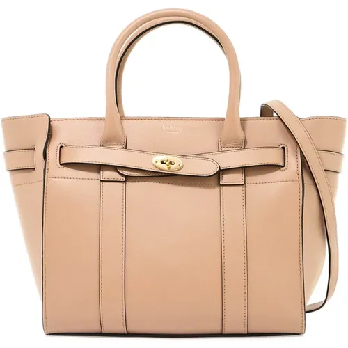 Genarbte Leder Zipped Bayswater Handtasche - Mulberry - Modalova