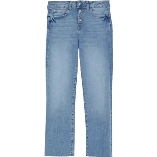 Stone Bleached Fringed Cropped Jeans , female, Sizes: W25, W26 - Liu Jo - Modalova