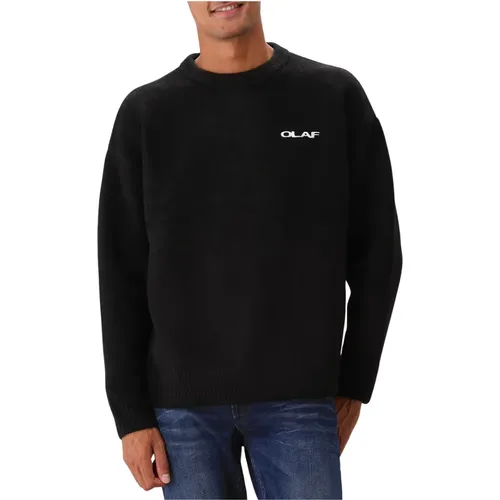 Schwarzer Gestrickter Crewneck Pullover - Olaf Hussein - Modalova