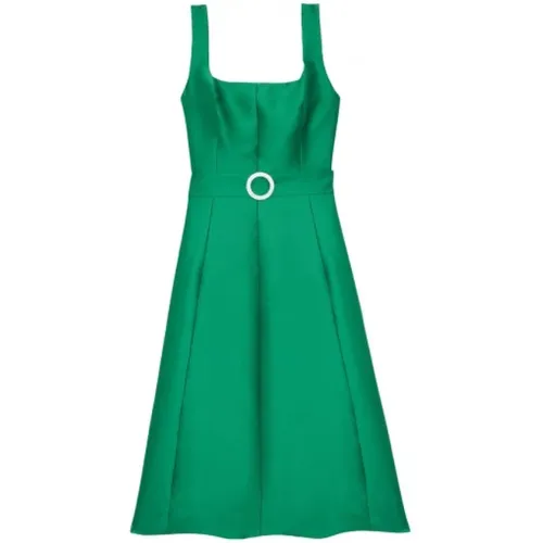 Midi Satin Duchesse Kleid mit quadratischem Ausschnitt , Damen, Größe: L - Tara Jarmon - Modalova