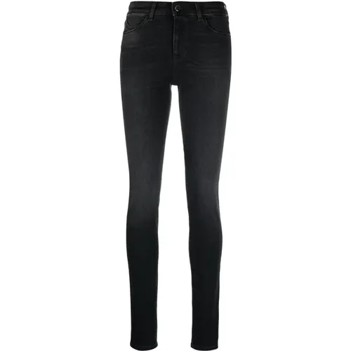 Schwarze Slim Fit Denim Jeans , Damen, Größe: W29 - Emporio Armani - Modalova