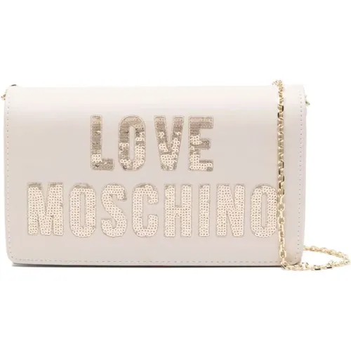 Sequin Logo Eco-Leather Bag , female, Sizes: ONE SIZE - Love Moschino - Modalova