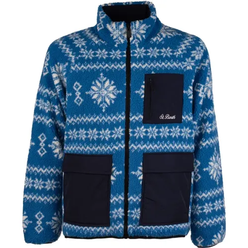 Blaue Sherpa-Fleecejacke - S , Herren, Größe: L - MC2 Saint Barth - Modalova