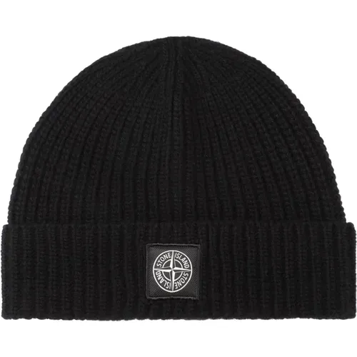 Schwarze Wollmütze Beanie Aw24 - Stone Island - Modalova