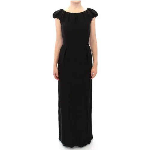 Schwarzes Seidenkleid mit Kurzen Ärmeln Maxi Kleid Maxi IT - Dolce & Gabbana - Modalova