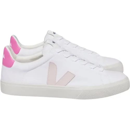 Canvas Sneakers mit Pinken Details , Damen, Größe: 36 EU - Veja - Modalova