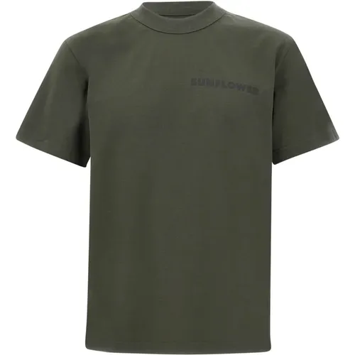 Grünes Sonnenblumen T-Shirt mit Logo-Print , Herren, Größe: M - Sunflower - Modalova