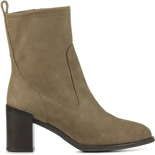 Taupe Wildleder Stiefeletten , Damen, Größe: 37 EU - Unisa - Modalova