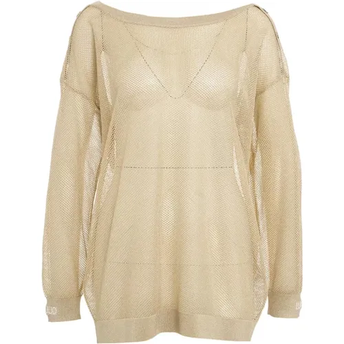 Gold Sweatshirt Ss24 Handwäsche , Damen, Größe: S - Liu Jo - Modalova