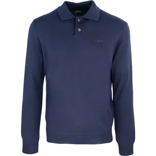 Polo French Collar Merino Wool , male, Sizes: L, XL, M - A.p.c. - Modalova