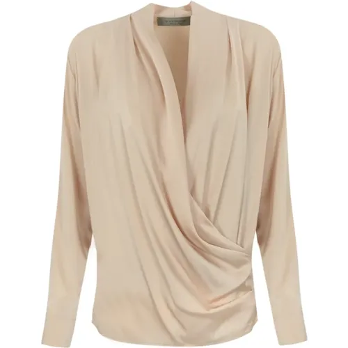 Satin Cross-Neck Bluse , Damen, Größe: L - D.Exterior - Modalova