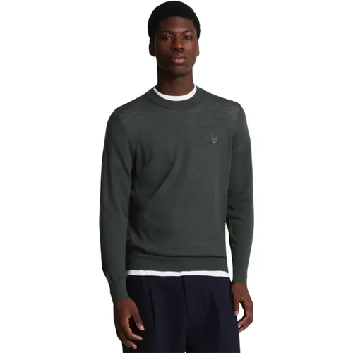 Merino Crew Neck Jumper mit Adler , Herren, Größe: L - Lyle & Scott - Modalova