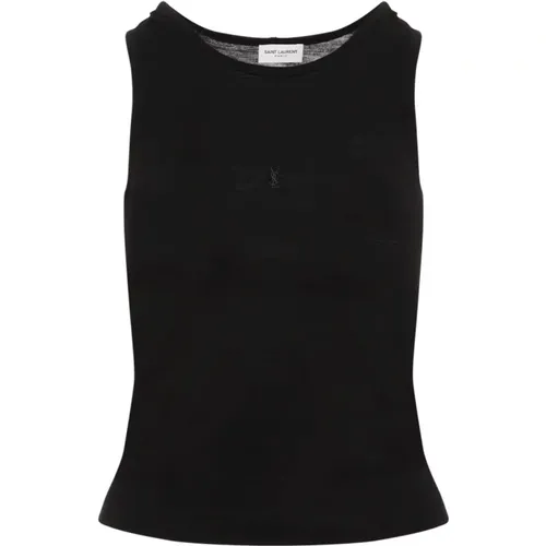 Schwarze Woll-Oberteile für Frauen , Damen, Größe: XS - Saint Laurent - Modalova