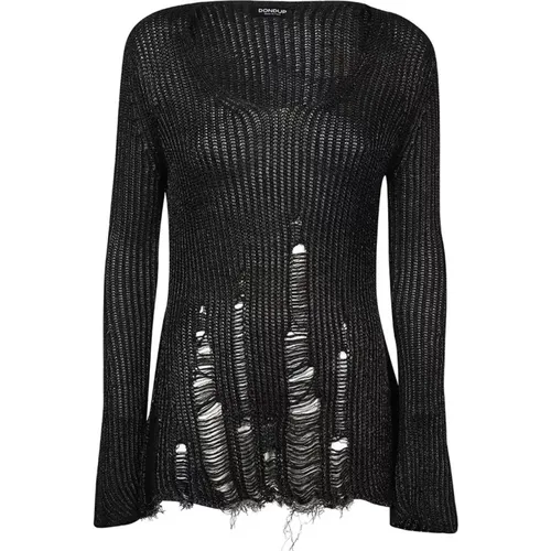 Verwaschener V-Ausschnitt Pullover , Damen, Größe: XS - Dondup - Modalova