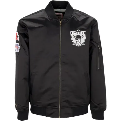 Oakland Raiders Lightweight Satin Bomber Jacket , male, Sizes: M, XL, L - Mitchell & Ness - Modalova