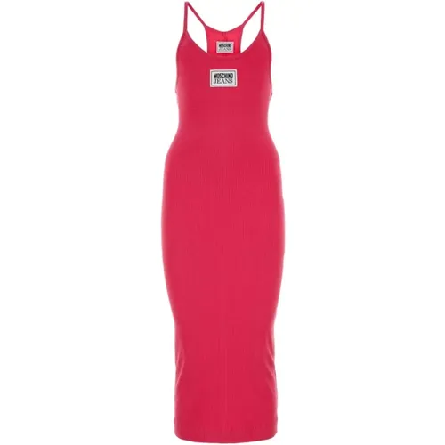 Fuchsia Stretch Viskose Kleid , Damen, Größe: M - Moschino - Modalova