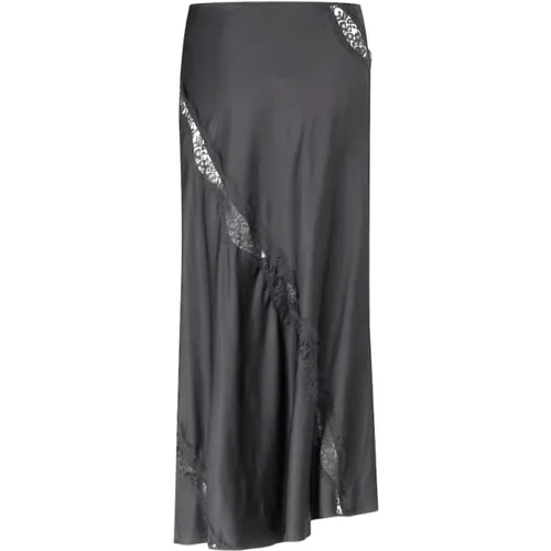 Sachic Satin Spitze Midi Rock , Damen, Größe: XS - Samsøe Samsøe - Modalova