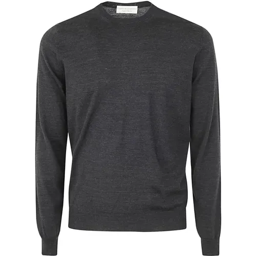 Anthracite Merino Crew Neck Sweater , male, Sizes: 2XL, XL, 4XL, M - Filippo De Laurentiis - Modalova