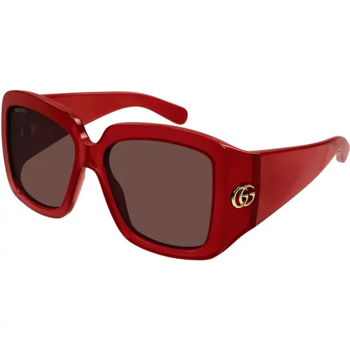 Burgundy/Brown Sunglasses , female, Sizes: 55 MM - Gucci - Modalova