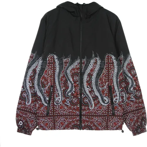 Schwarze Bandana Windbreaker Jacke - Octopus - Modalova