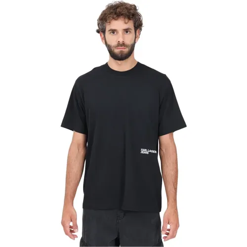 Bandana Print T-shirt Schwarz , Herren, Größe: L - Karl Lagerfeld - Modalova