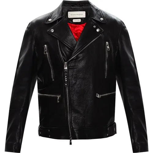 Leather biker jacket , male, Sizes: L - alexander mcqueen - Modalova