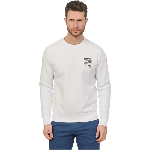 Weißer Pullover mit Logo-Druck , Herren, Größe: 2XL - Suns - Modalova