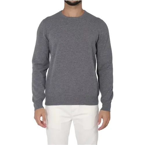 Mens Grey Crew Neck Sweater , male, Sizes: L, 3XL, 4XL, 5XL - La Fileria - Modalova
