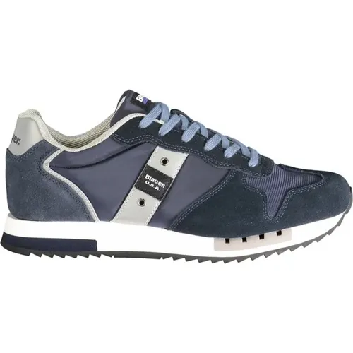 Sportlicher Polyester-Sneaker mit Kontrastdetails , Herren, Größe: 43 EU - Blauer - Modalova