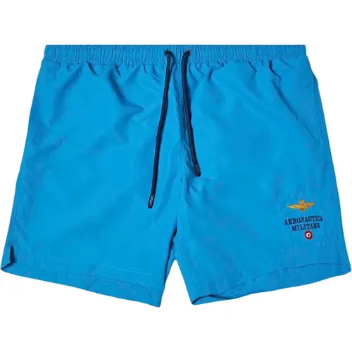 Badehose mit Besticktem Logo Blau , Herren, Größe: XL - aeronautica militare - Modalova