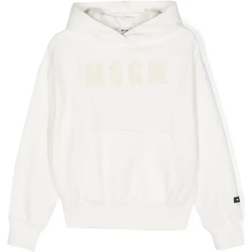 Kinder Weißer Pullover mit Strassapplikationen - MSGM - Modalova