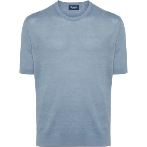 Azzurro T-Shirt , male, Sizes: L, 2XL, S, 3XL - Drumohr - Modalova