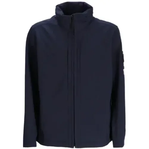 Navy Baumwollmischung Jacke mit Kompass-Patch - Stone Island - Modalova