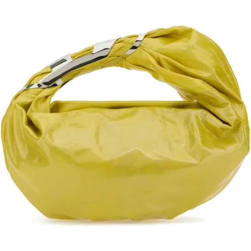 Gelbe Leder Hobo Einkaufstasche , Damen, Größe: ONE Size - Diesel - Modalova