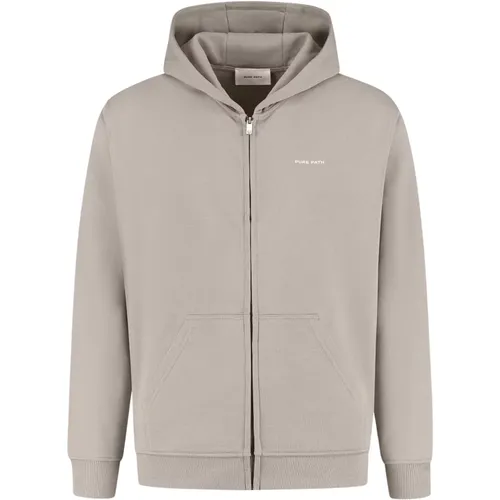 Signature Zip-Up Hoodie Grau Herren , Herren, Größe: M - Pure Path - Modalova