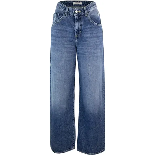 Blaue Wide Leg Jeans Funktionale Taschen - Icon Denim - Modalova