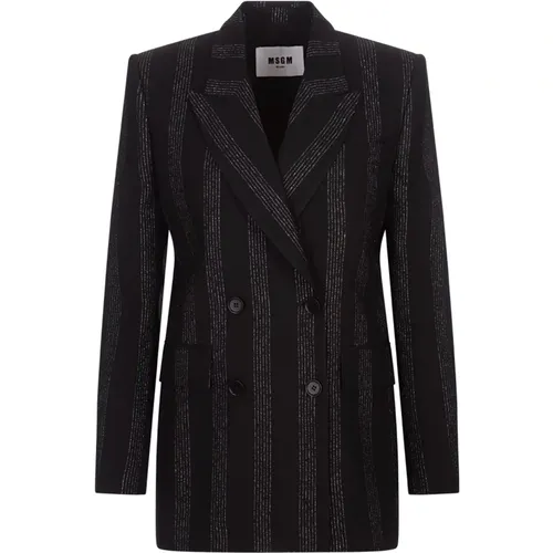 Schwarzer taillierter Blazer mit Lurexfäden - MSGM - Modalova