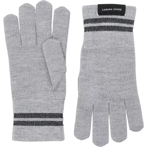 Heather Grey Aw22 Rib-Knit Gloves , female, Sizes: S/M, M/L - Canada Goose - Modalova