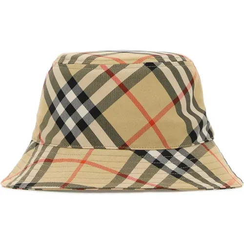 Karo Bucket Hat Polyester Italien , Herren, Größe: L - Burberry - Modalova