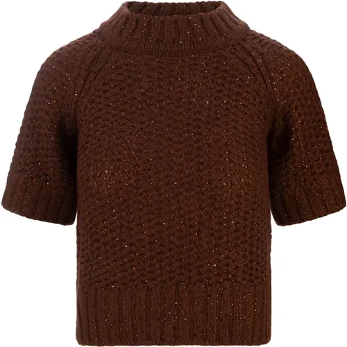 Crystal Appliqué Crop Sweater , female, Sizes: XS, M - Ermanno Scervino - Modalova