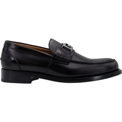 Schwarze Loafer Schuhe mit La Greca Print - Versace - Modalova