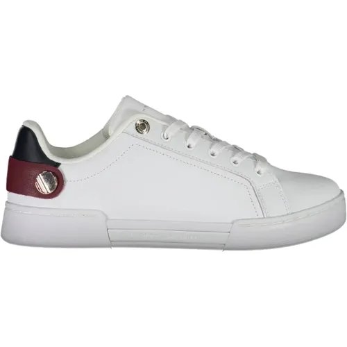 Weißer Polyester Sneaker mit Kontrastdetails , Damen, Größe: 41 EU - Tommy Hilfiger - Modalova