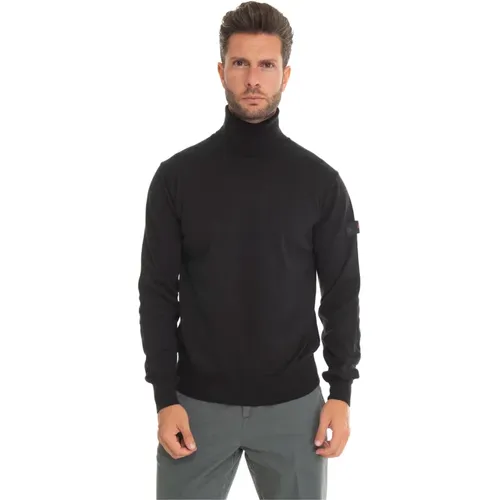 Slim Fit Rollkragenpullover mit Armlogo , Herren, Größe: M - Peuterey - Modalova