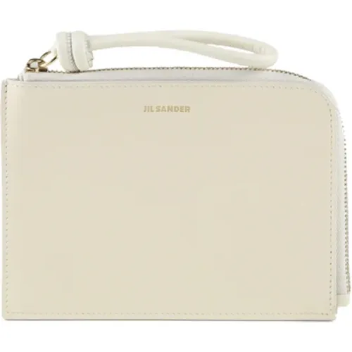 Ivory Calfskin Clutch Wallet with Logo , female, Sizes: ONE SIZE - Jil Sander - Modalova