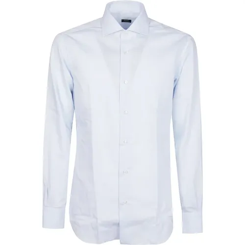 Blaues Hals Shirt,Klassisches Weißes Hemd mit Kragen - Barba Napoli - Modalova