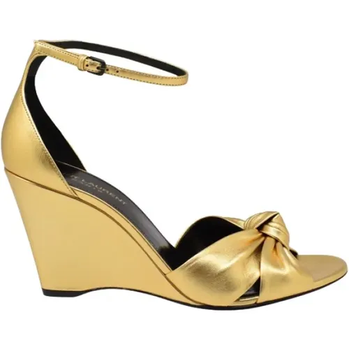 Bianca Leather Wedge Sandals , female, Sizes: 3 1/2 UK - Saint Laurent - Modalova
