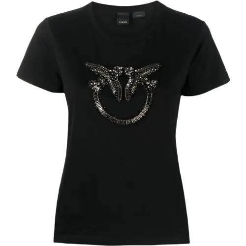 Quentin T-Shirt Jersey Logo , female, Sizes: M, S, XS - pinko - Modalova